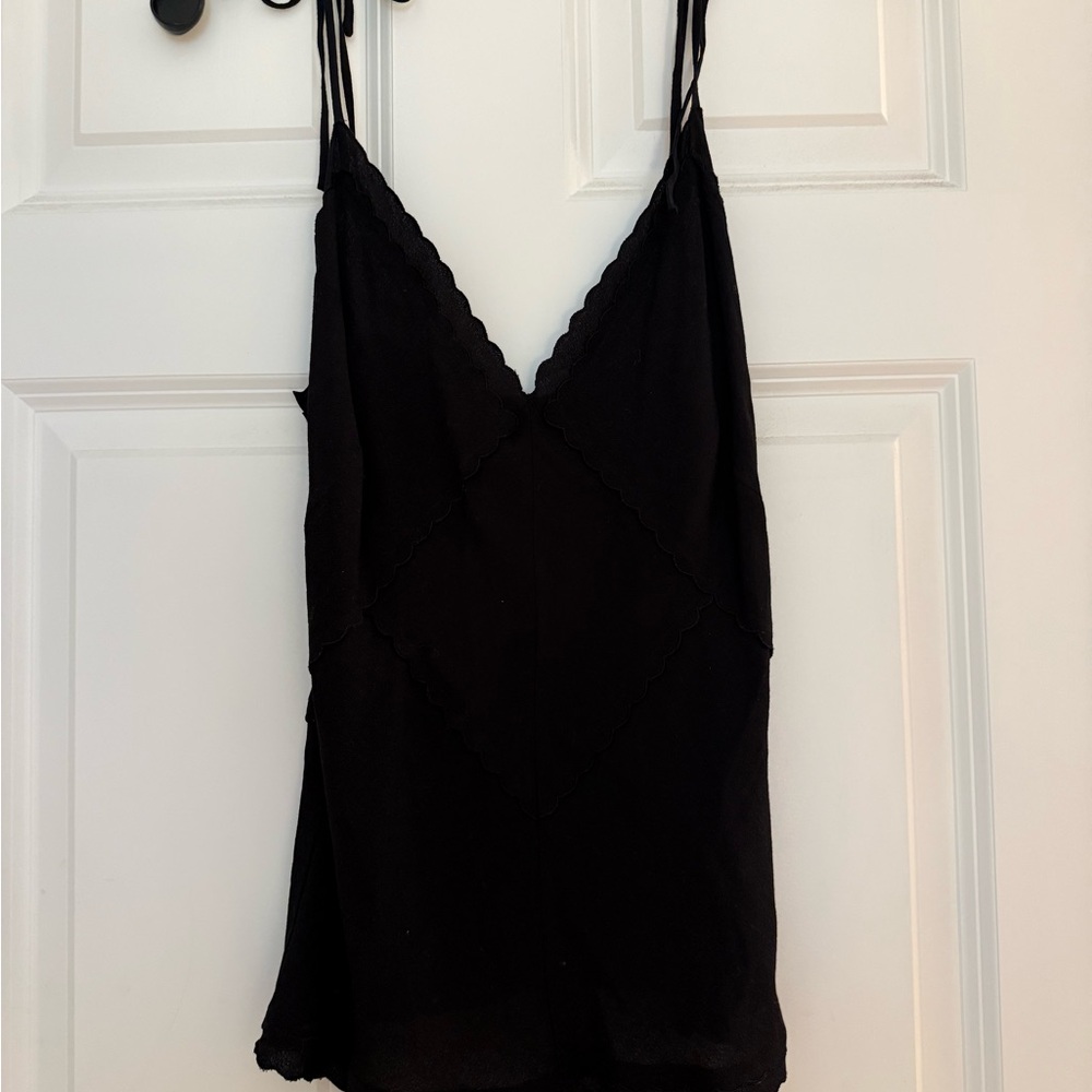 DKNY Black Scalloped Edge Top